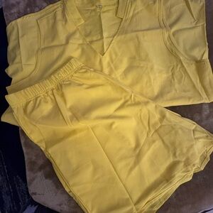 Bright Yellow Blouse & Shorts NWOT